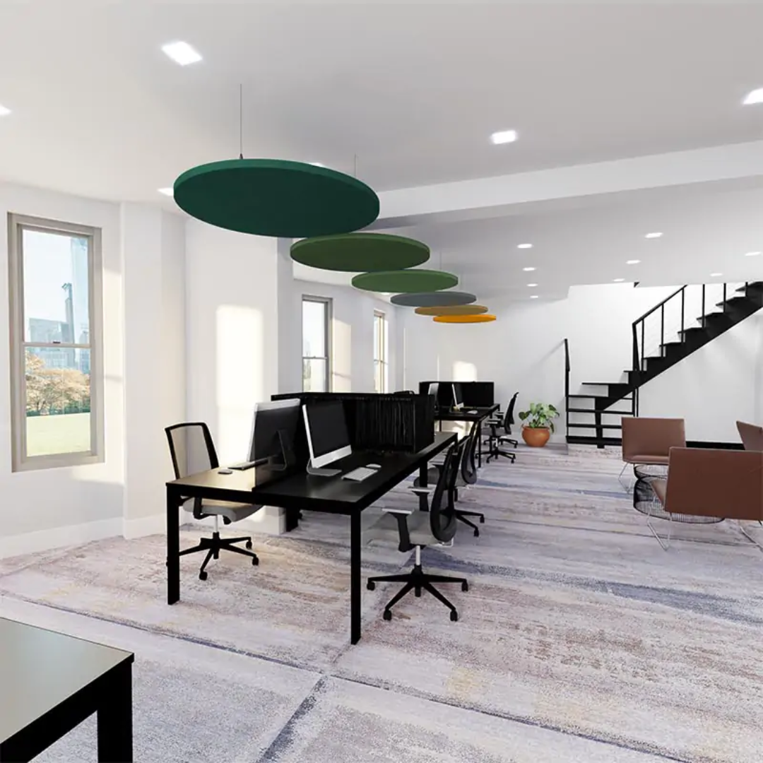 Balsa acústica circular MuffleRaft para techo